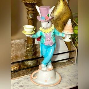 Bunny Rabbit Balancing Teacup Top Hat Tail Mad Hatter Macaroon Tree Tea Juggling